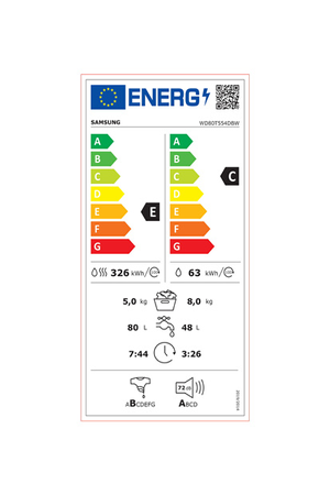 Lave-linge séchant Samsung WD80T554DBW