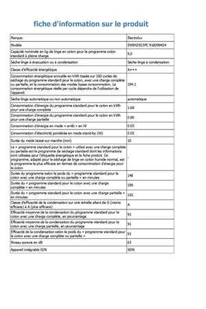 Sèche-linge Electrolux EW9H2923PC