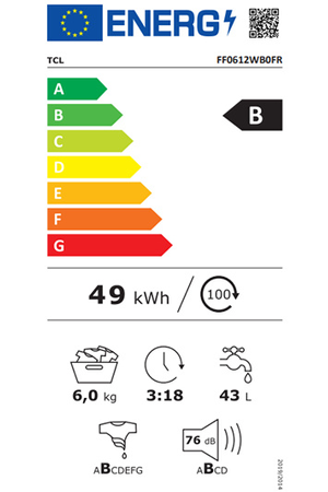 Lave-linge hublot Tcl FF0612WB0FR