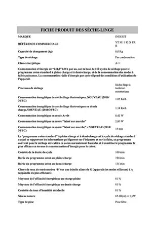 Sèche-linge Indesit YTM1182XFRR