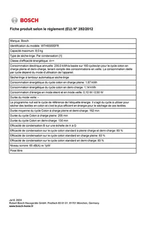 Sèche-linge Bosch WTH8300SFR