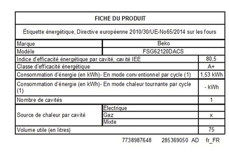 Gaziniere Beko FSG62120DACS