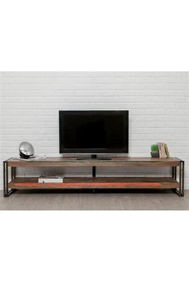 Meuble Tv En Teck Industriel Loft 200cm Marron