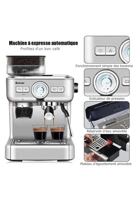 Machine À Café Encastrable Giantex Automatique Avec Broyeur À Grains-1350w- 30