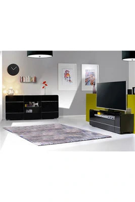 Meuble Tv Maison Et Styles Meuble Télé 1 Abattant 1 Niche L154xh48xp39cm - Noir