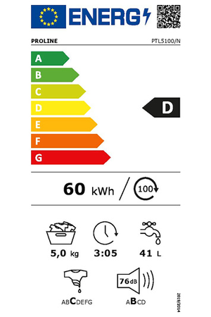 Lave-linge top Proline PTL5100/N