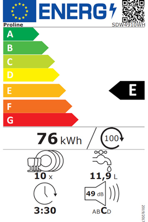 Lave-vaisselle Proline SDW4910WH