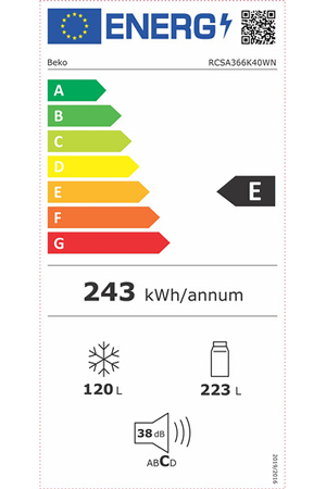 Refrigerateur congelateur en bas Beko RCSA366K40WN