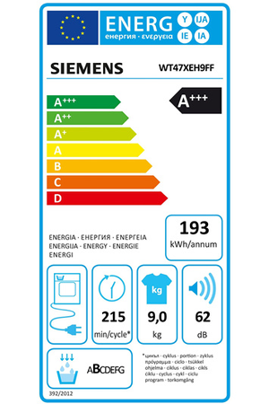 Sèche-linge Siemens WT47XEH9FF