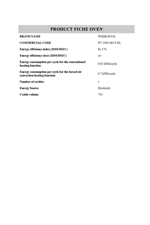 Four Whirlpool W7OS44S1PBL STEAMSENSE