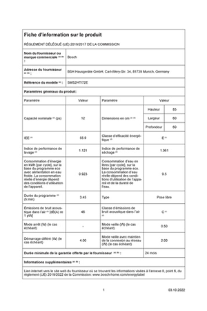 Lave-vaisselle Bosch SMS2HTI72E