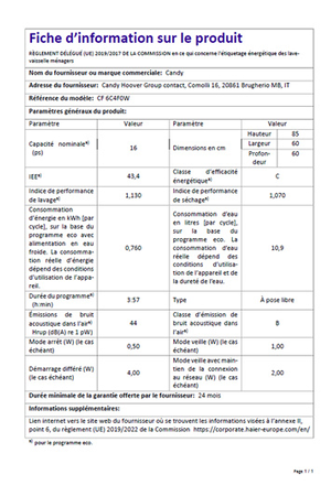 Lave-vaisselle Candy CF6C4F0W